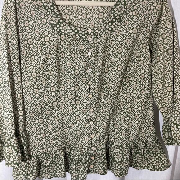 Dress Barn Moroccan pattern retro boho top 3/4 w/ bracelet sleeves peplum size L - Picture 4 of 7